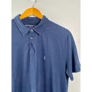 John Varvatos Collared Polo Athletic Wear Blue Striped Mens Medium